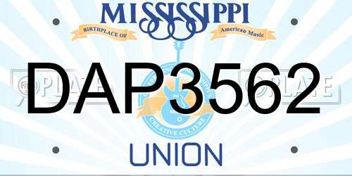 DAP3562 Mississippi License Plate