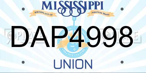 DAP4998 Mississippi License Plate