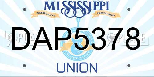 DAP5378 Mississippi License Plate