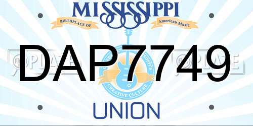 DAP7749 Mississippi License Plate
