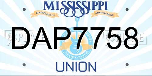 DAP7758 Mississippi License Plate