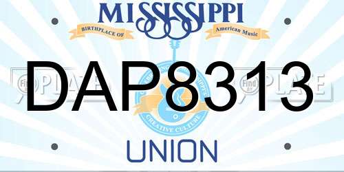 DAP8313 Mississippi License Plate