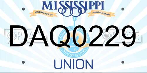 DAQ0229 Mississippi License Plate