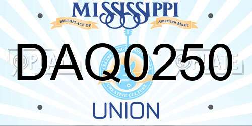 DAQ0250 Mississippi License Plate
