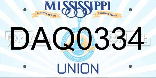 DAQ0334 Mississippi License Plate