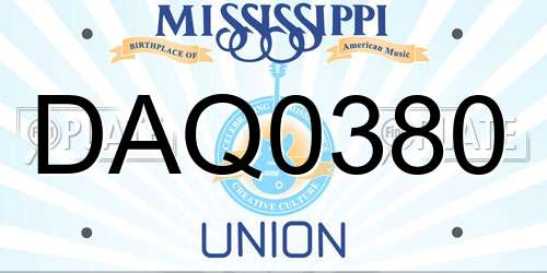 DAQ0380 Mississippi License Plate