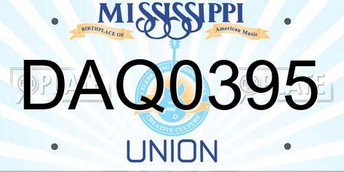 DAQ0395 Mississippi License Plate