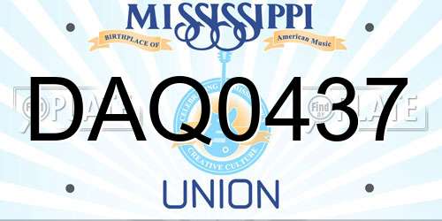 DAQ0437 Mississippi License Plate