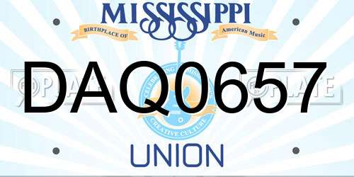 DAQ0657 Mississippi License Plate