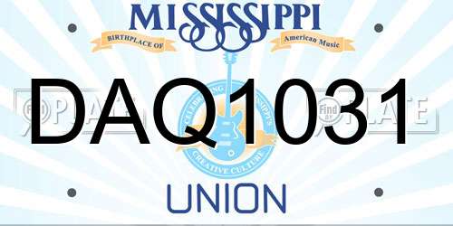 DAQ1031 Mississippi License Plate