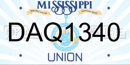 DAQ1340 Mississippi License Plate
