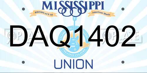 DAQ1402 Mississippi License Plate