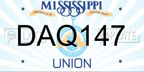 DAQ147 Mississippi License Plate