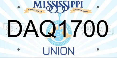 DAQ1700 Mississippi License Plate