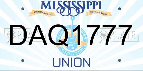 DAQ1777 Mississippi License Plate