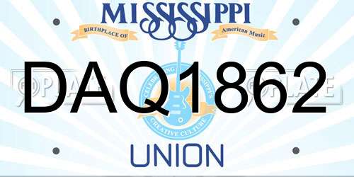 DAQ1862 Mississippi License Plate