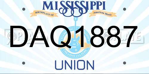 DAQ1887 Mississippi License Plate