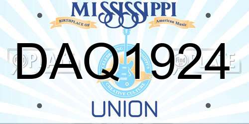 DAQ1924 Mississippi License Plate