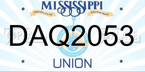 DAQ2053 Mississippi License Plate
