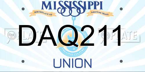 DAQ211 Mississippi License Plate