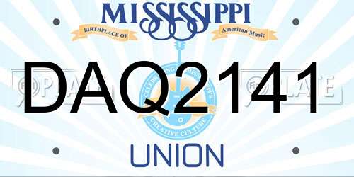 DAQ2141 Mississippi License Plate
