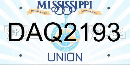 DAQ2193 Mississippi License Plate