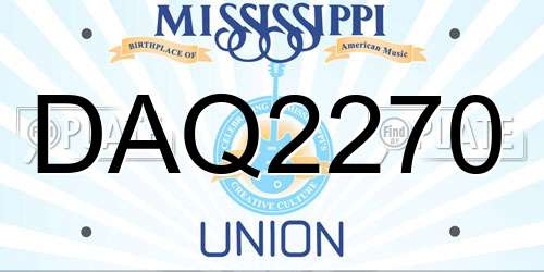 DAQ2270 Mississippi License Plate