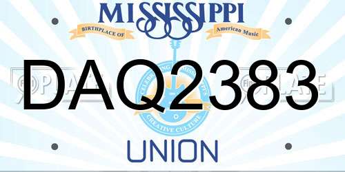 DAQ2383 Mississippi License Plate