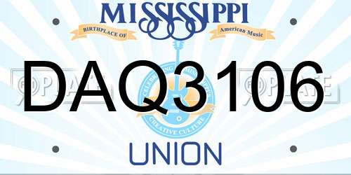 DAQ3106 Mississippi License Plate