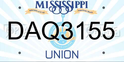 DAQ3155 Mississippi License Plate