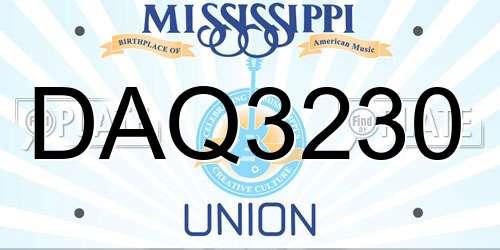 DAQ3230 Mississippi License Plate