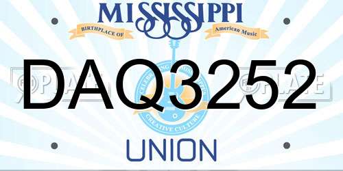 DAQ3252 Mississippi License Plate