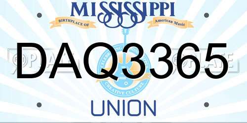 DAQ3365 Mississippi License Plate