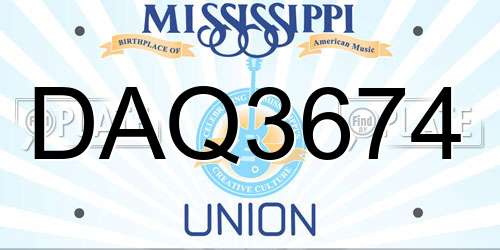 DAQ3674 Mississippi License Plate