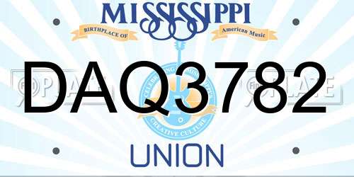 DAQ3782 Mississippi License Plate