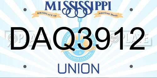 DAQ3912 Mississippi License Plate