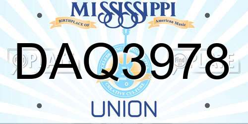 DAQ3978 Mississippi License Plate
