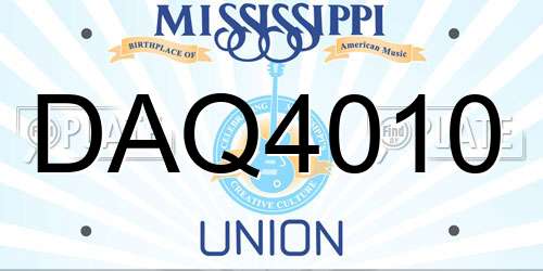 DAQ4010 Mississippi License Plate