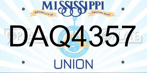 DAQ4357 Mississippi License Plate