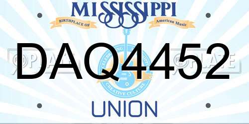 DAQ4452 Mississippi License Plate