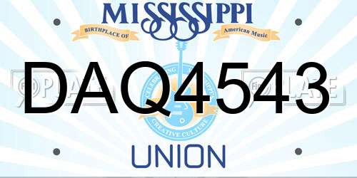 DAQ4543 Mississippi License Plate