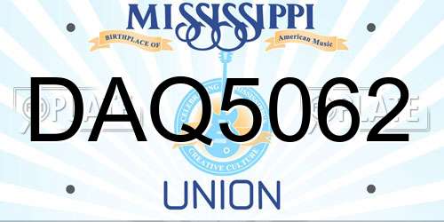 DAQ5062 Mississippi License Plate
