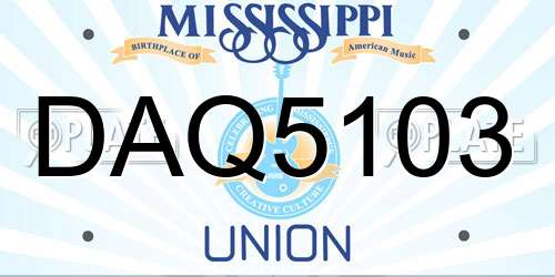 DAQ5103 Mississippi License Plate