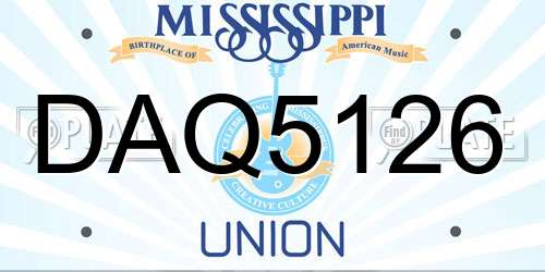 DAQ5126 Mississippi License Plate