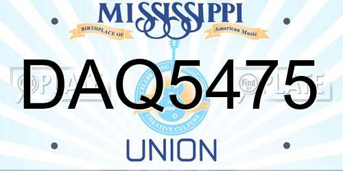 DAQ5475 Mississippi License Plate