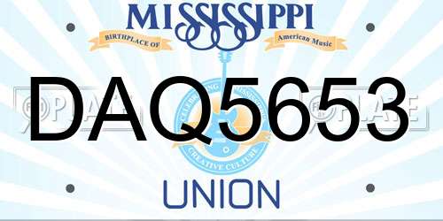 DAQ5653 Mississippi License Plate