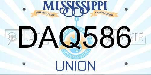 DAQ586 Mississippi License Plate
