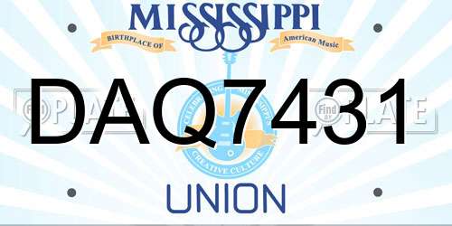 DAQ7431 Mississippi License Plate