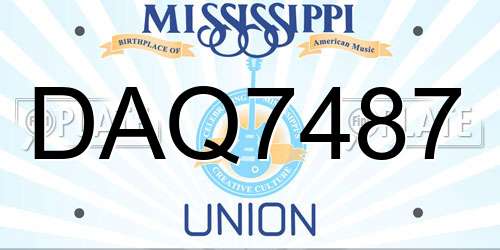 DAQ7487 Mississippi License Plate