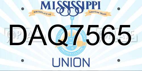 DAQ7565 Mississippi License Plate